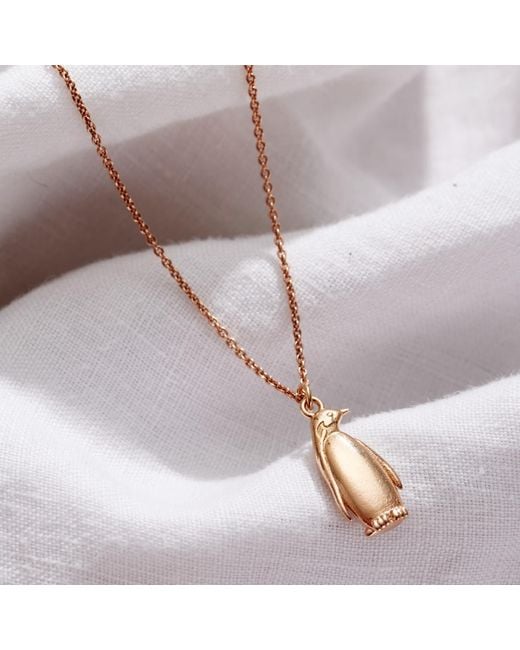 Posh Totty Designs Metallic Rose Gold Plated Soulmate Penguin Charm Necklace