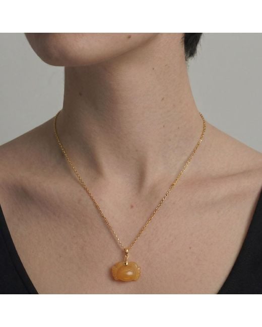 seree Metallic Zodiac Collection Cancer Jade Stone Necklace