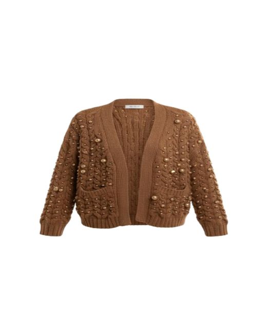 Saachi Brown Party Pearl Cardigan