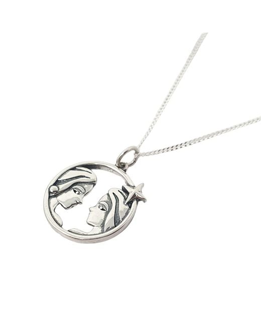 Harfi Metallic Gemini Zodiac Horoscope Charm Sterling Necklace
