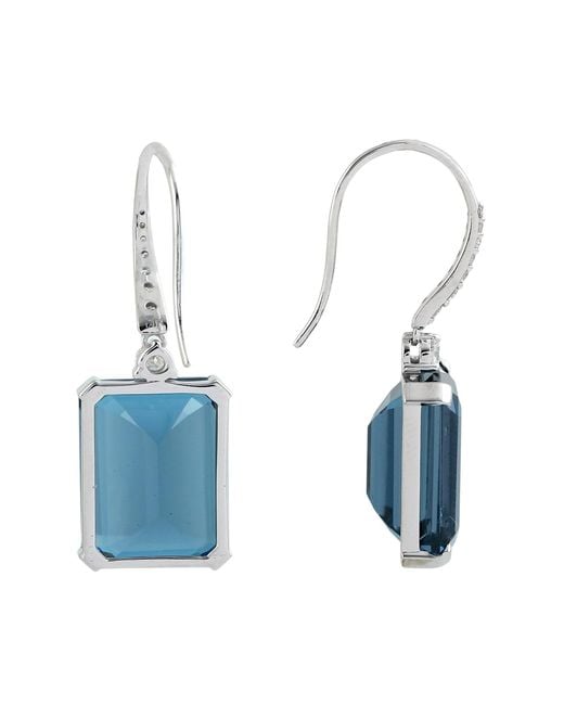 Artisan Blue London Topaz & Diamond Ear Hook Earrings