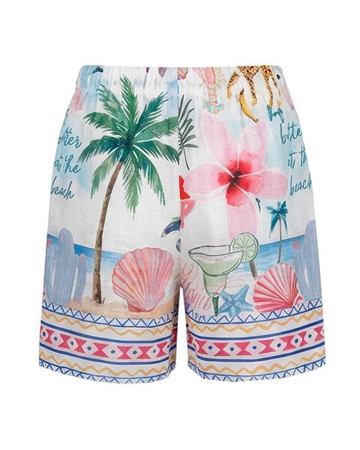 LOVEIST STORE Red Nancy Tropical Print Shorts – Lightweight Summer Resort Wear