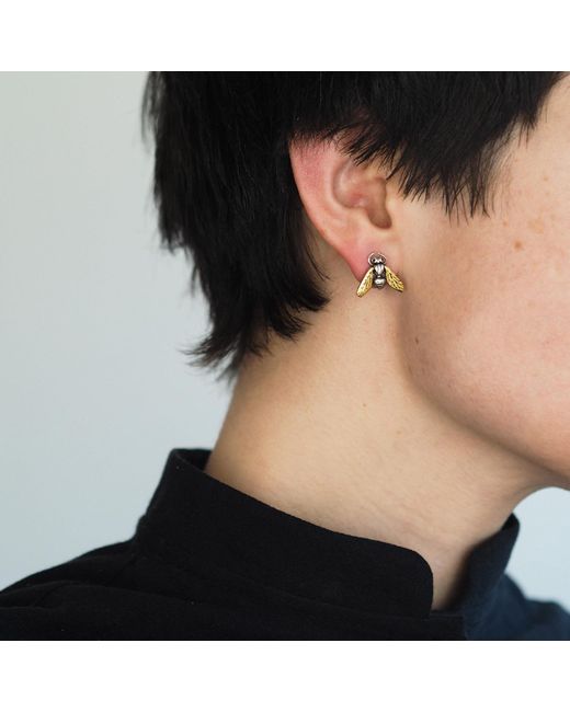 Yasmin Everley Jewellery Metallic Gilded Hoverfly Studs