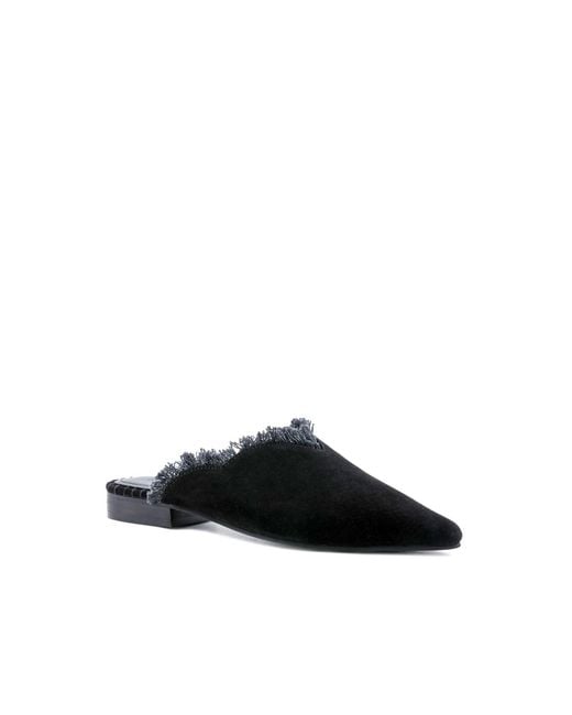 Rag & Co Black Molly Frayed Leather Mules