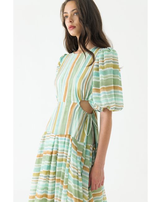 We Are Kindred Green 【Last Chance】Kamil Puff Sleeve Midi Dress
