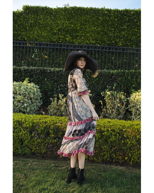 Jennafer Grace Black Hana Heather Velvet Ruffle Maxi Dress