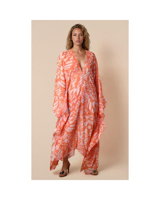 Coco Riko Ibiza Orange Neutrals Johanna Maxi Kaftan Tangerine