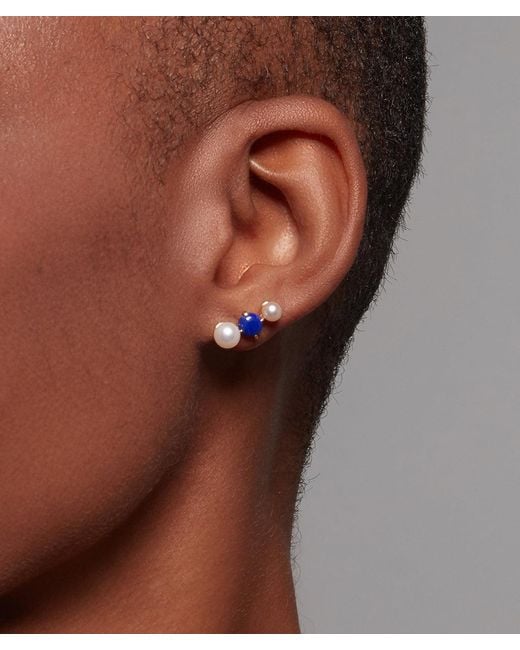 Onia Blue Pearl & Lapis Cluster Tri-Studs