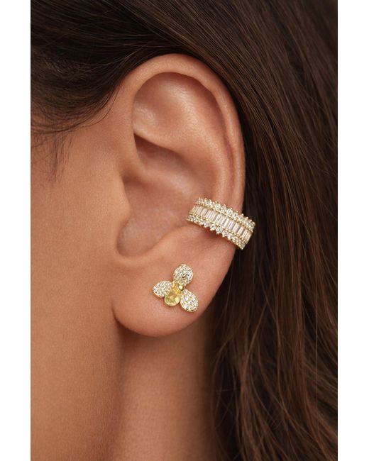 The Link Between Metallic Pansy Dainty Dimensional Stud Earring Vermeil