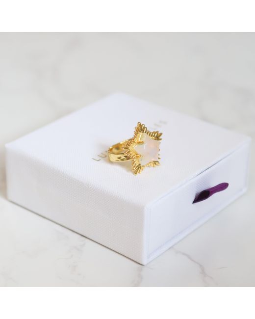 Luna Charles Metallic Gigi Moonstone Spiky Star Ring