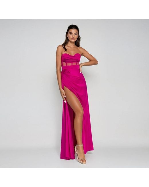 Angelika Jozefczyk Pink Fuchsia Satin Corset Evening Gown Napoli