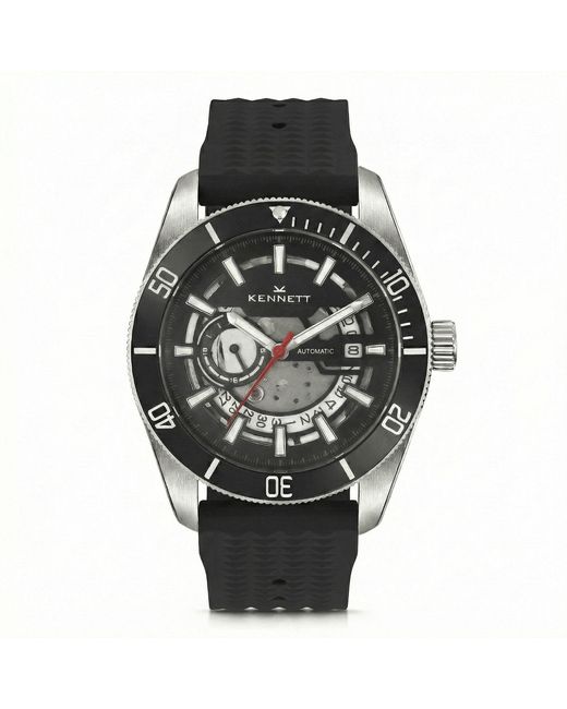 Kennett Watches & Accessories Black Viktor Automatic Watch Fkm Waffle Strap for men
