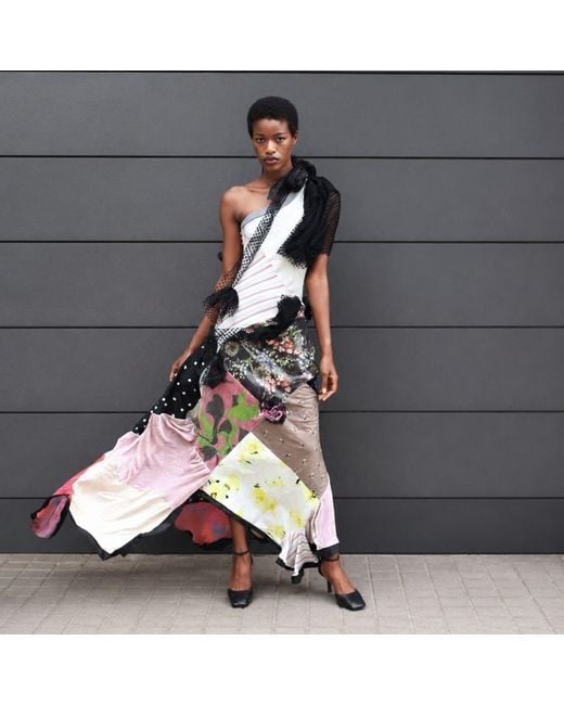 Miro Misljen White Patchwork Reverie Maxi Dress