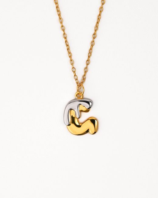 Zynnia Collective Metallic Two Tone Bubble Initial Necklace