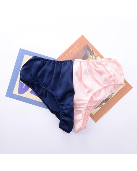 Soft Strokes Silk Blue Set Of Two Pure Mulberry Silk Bikini Pantie