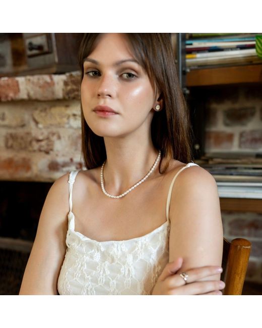 Spero London Metallic Natural Freshwater Real Seed Pearl Strand Necklace