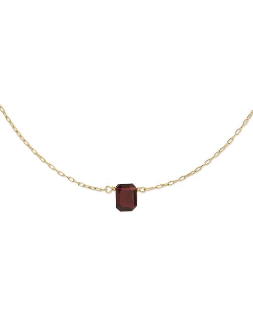 Heather Hawkins Jewelry Metallic Tiny Faceted Emerald Cut Gemstone Necklace