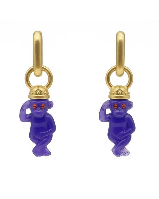 Michael Nash Jewelry Blue Monkey Resin Drop Earrings
