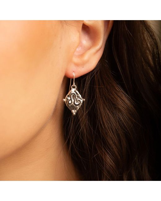Seven Saints Metallic Leo Vintage-Style Dangle Earrings, Rhodium Plated