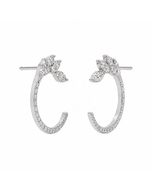 Artisan Metallic 18K Diamond Leaf Open Stud Earrings