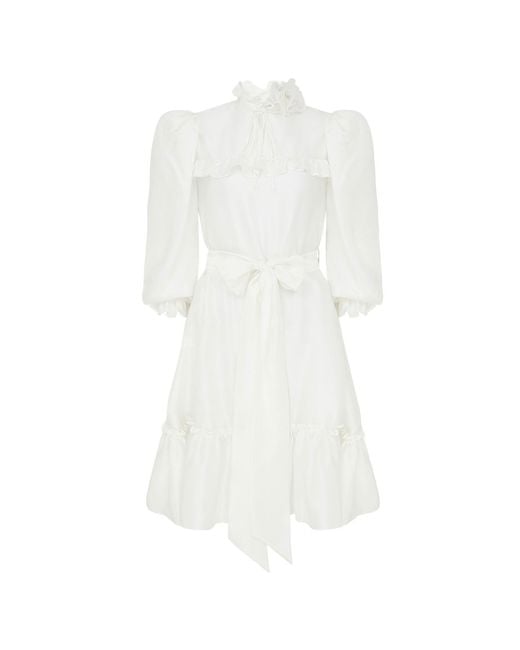 Lisa The Label White Le Jardin Short Plumerella Dress