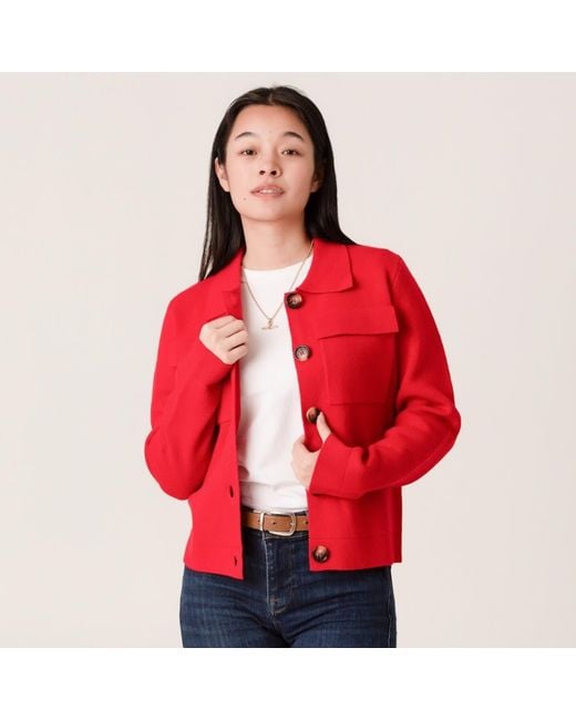 Porridge Knitwear Red Wool Rebecca Jacket