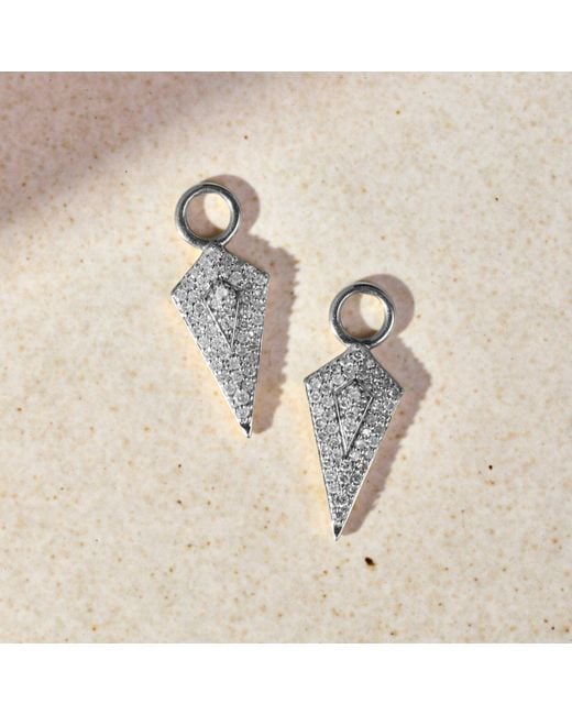 Zohreh White Diamond Rhombus Earring Charm 9K