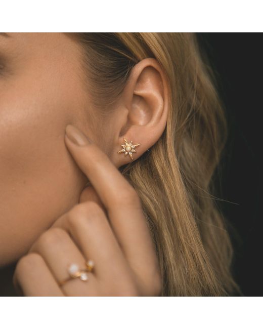 Luna Charles Metallic Serin Star Opal Stud Earrings