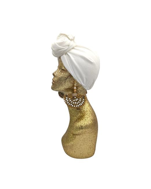 Julia Clancey White Ivory Taffeta Peacock Turban