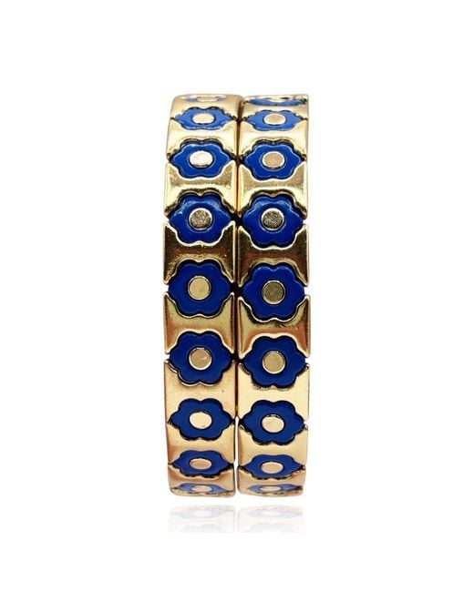 Michael Nash Jewelry Blue Mirella And Enamel Two-Strand Elasticized Bracelets