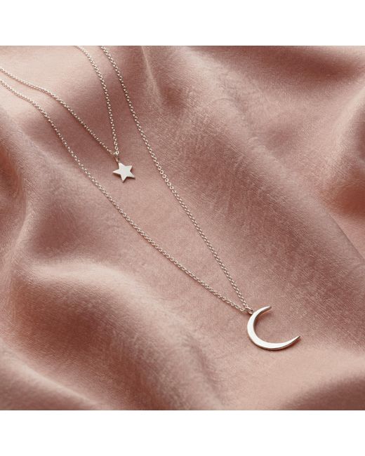 Posh Totty Designs Metallic Sterling Silver Moon And Star Layered Necklace Set