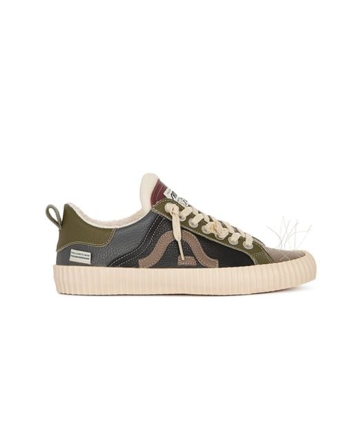 Springa | Unique Vulcanized Sneakers Italian Handmade Black Wavy Leather Embroidery Sneakers for men
