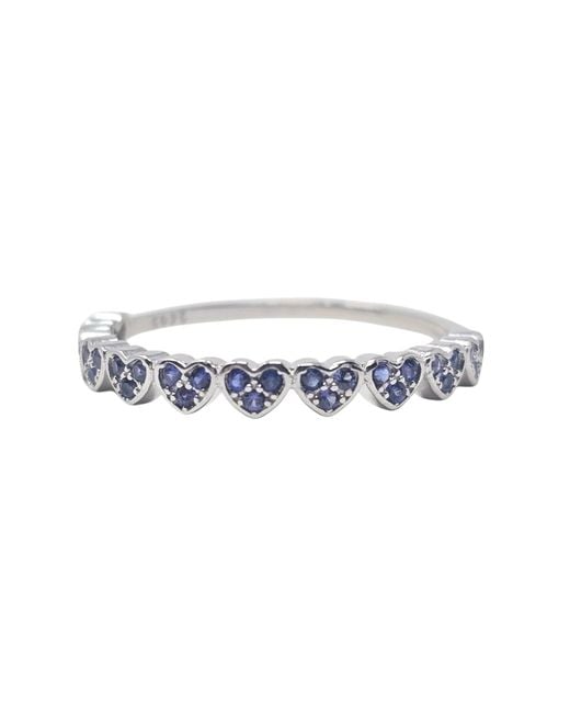 Harfi Blue Sterling Sapphire September Birthstone Heart Eternity Ring