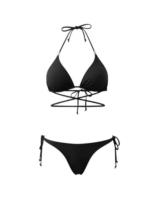 Brasini Swimwear Black Copa Tie Side Thong Bikini Bottom