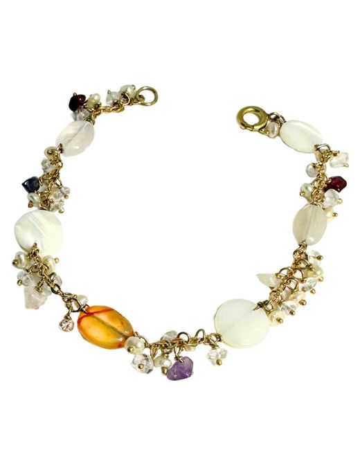 Tg-Jewellery by Tamara Gervasio Metallic Pearls And Multicolour Gemstones Bracelet One Of A Kind