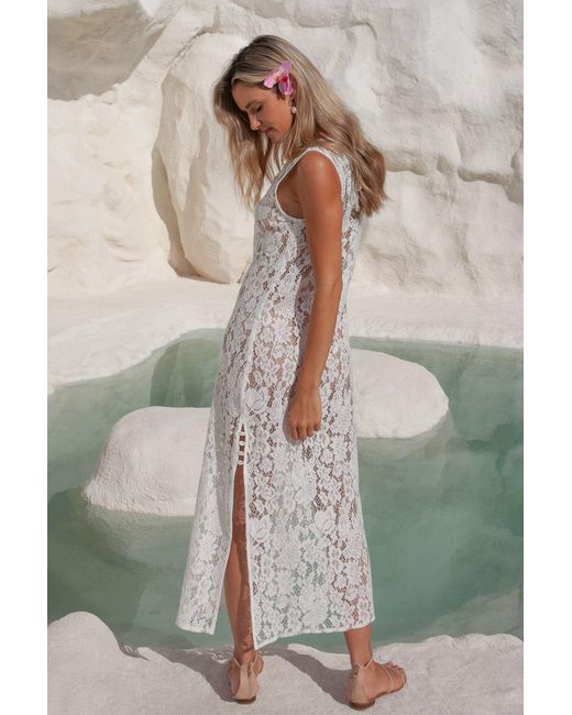 Palm Collective White Neutrals Fleur Lace Maxi Dress