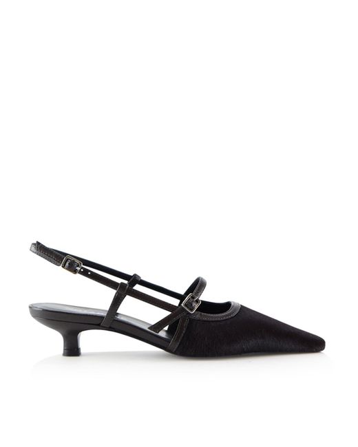 Notabene Black Elenne Slingback Stilettos, Dark Cow Fur