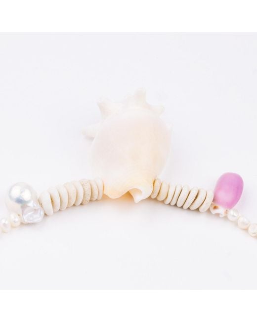 Oana Savu Pink Beach Summer Holiday Necklace Sea Shells Pendant Pearls
