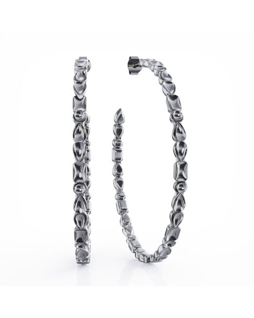 Linda Fiore Metallic Adeline Hoop Earrings Sterling