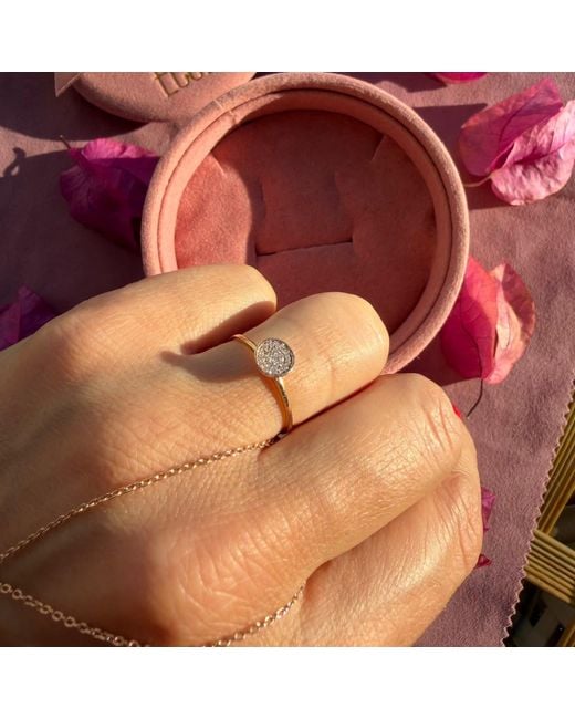 Ecce | Artisan Diamonds Metallic 14K Solid Single Pave Diamond Round Ring