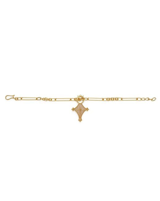 Dhwani Bansal Metallic Adjustable Cruz Bracelet With Mother Of Pearl
