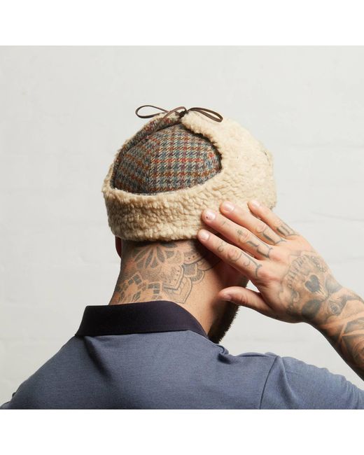 Dasmarca Hats Natural Mylo Italian Tweed Wool Trapper Hat With Earflaps Heather for men