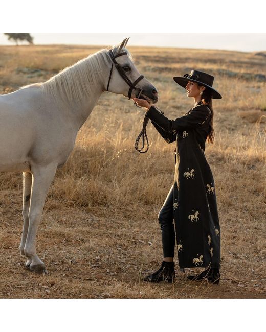 Roqaia Fashion House Black Horse Jacket