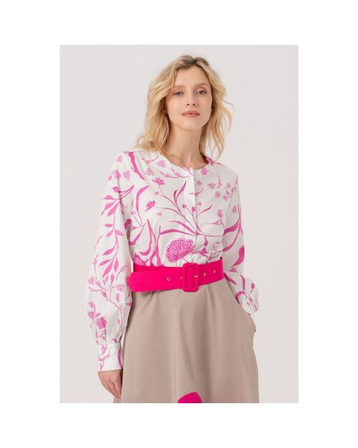 Marianna Déri Pink Blouse With Watercolor Floral Print
