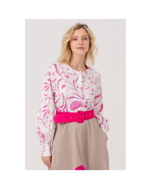 Marianna Déri Pink Blouse With Watercolor Floral Print