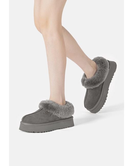 EverAu Australia Gray Topknot Leather Slippers