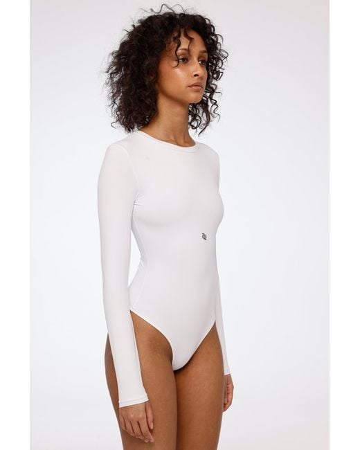 GOD SAVES QUEENS White Second Skin Long Sleeve Crew-Neck Bodysuit