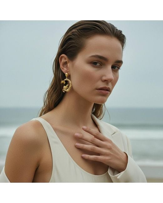 Silver & Elegant Co. Metallic Mermaid Silhouette Thick Plated Bronze Earrings