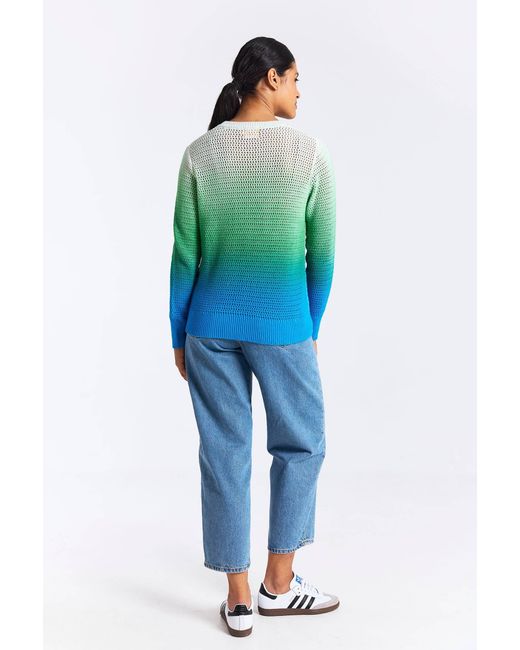 Brodie Cashmere Blue Mesh Dip Dye Crew