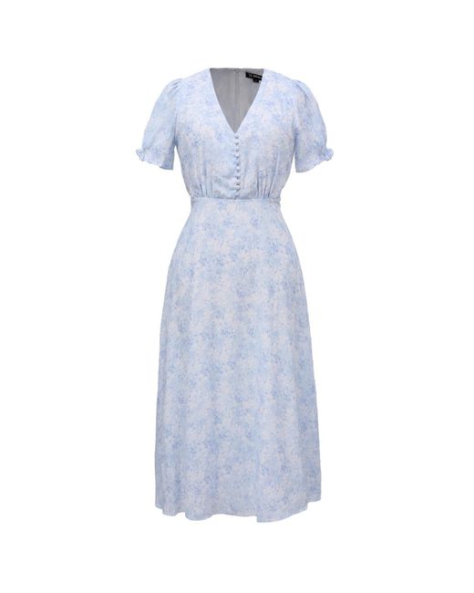 Smart and Joy Blue Flared Empire Dress With Liberty Print
